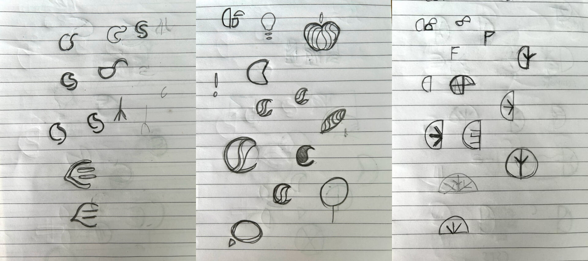 Paper sketches of logo ideas