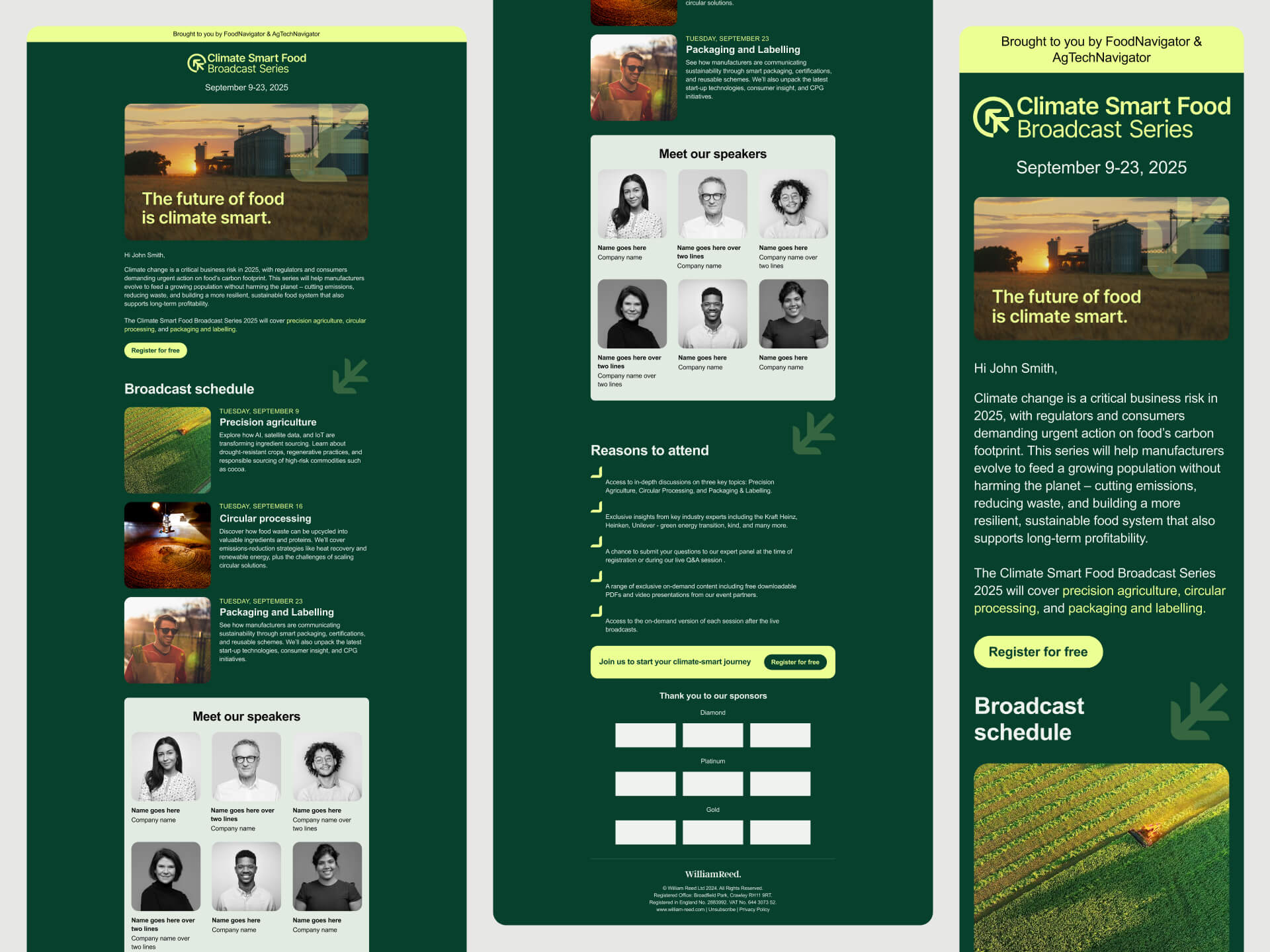 Screengrabs of the new email template