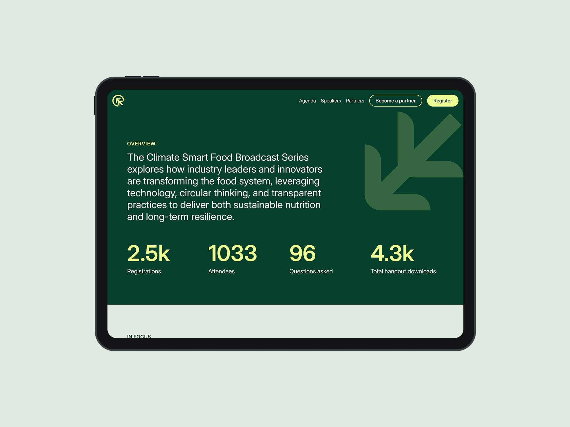 A laptop screen of the website homepage introduction section