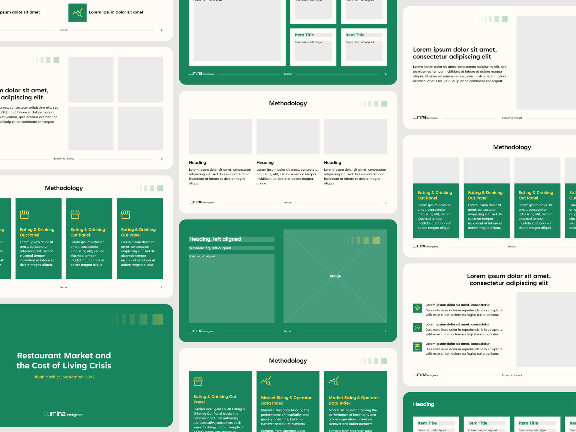 A grid of powerpoint slide templates